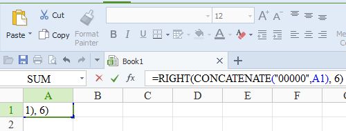 enter 0 in excel